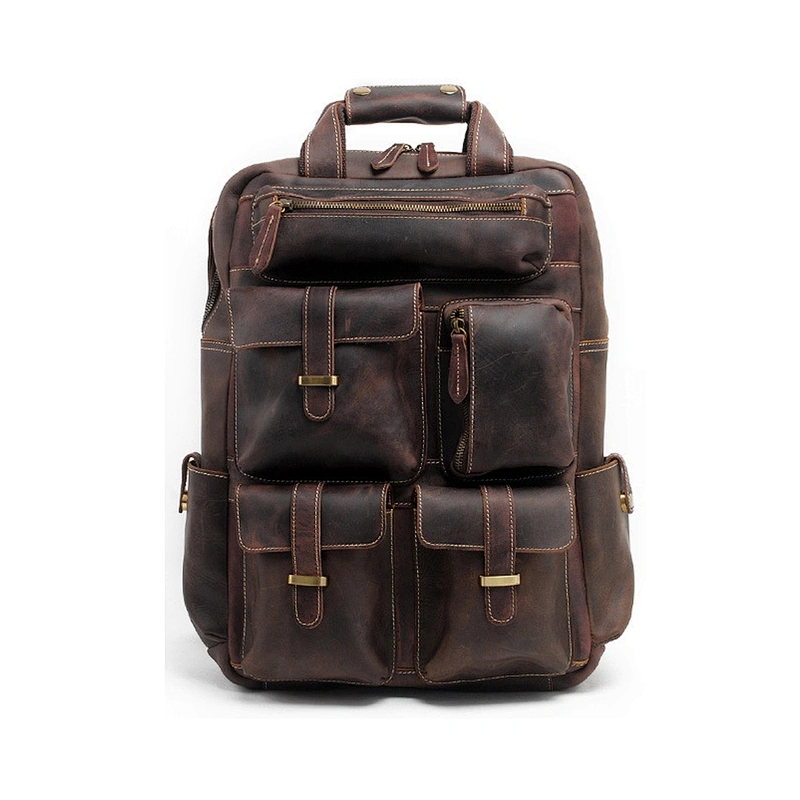 2019 Vintage Crazy Horse leather Fashion Travel Bags Men's Laptop Backpack