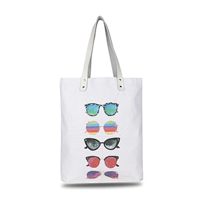 Cotton canvas  leather handle eco-friendly hand bag gift bag tote bag
