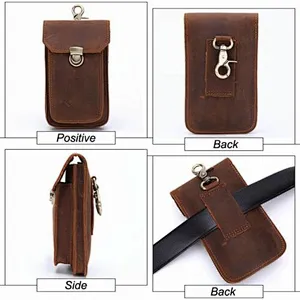 custom leather wallet Leather Wallet Multi-function Wearable Belt mobile Phone Bag
