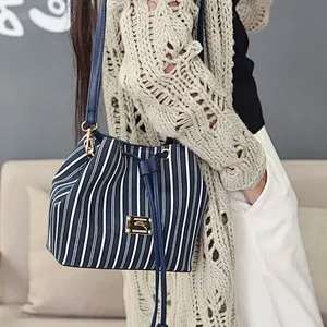 Elegant women ladies small stripe mobile phone shoulder sling bag for ladies