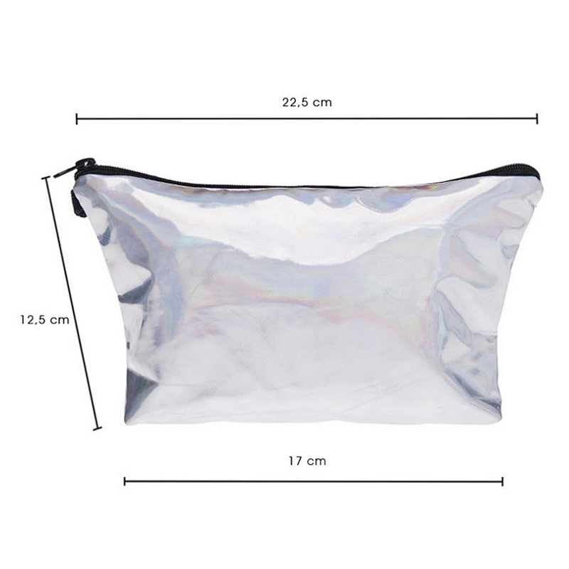 Fashion Laser custom print cosmetic bag necessarie zipper