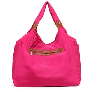 Customizable reusable large utility heavy duty folding nylon tote bags for shopping