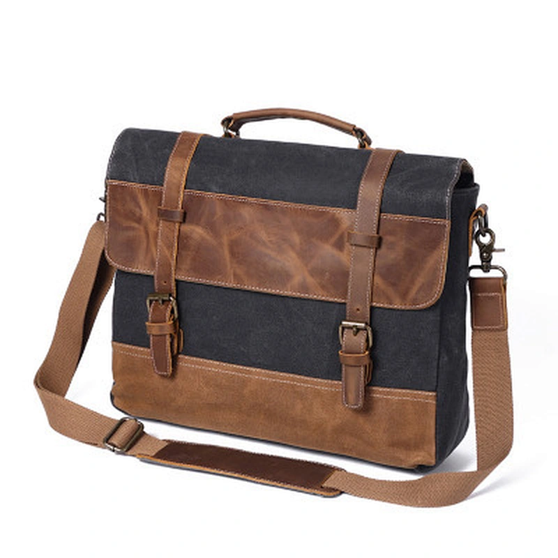 Fashion shoulder messenger bag With Crazy Horse Leather Briefcase For Men