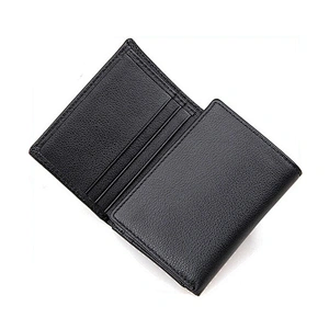 Handmade Natural Grain Texture Real Leather European Style Muti Card Holder RFID Blocking Trifold Wallet