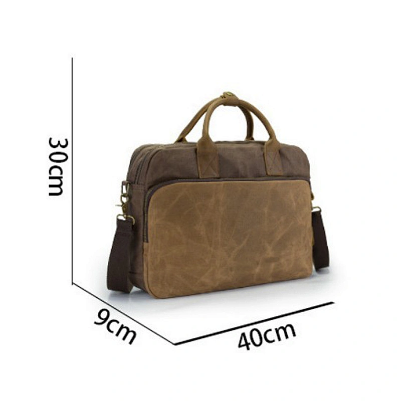 Waterproof Laptop Bag Wax Canvas Bag Business Men's Portable Briefcase