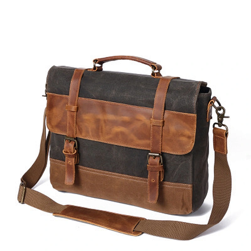 Fashion shoulder messenger bag With Crazy Horse Leather Briefcase For Men