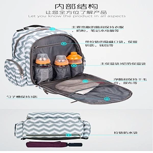 Multi-function large capacity waterproof USB port leisure nylon mum & baby backpack for travel or camping