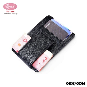 Genuine Leather cash purse 2019 bestbags Wallet RFID Blocking Magnetic Front Pocket money clip