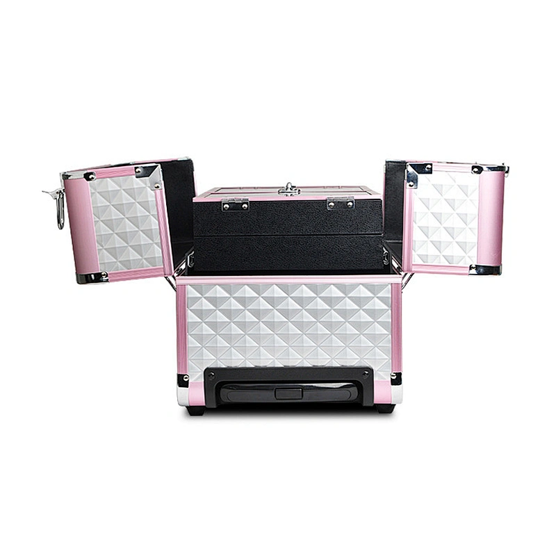 Travel Luggage Storage Kit Professional Makeup Box with Pull Lever