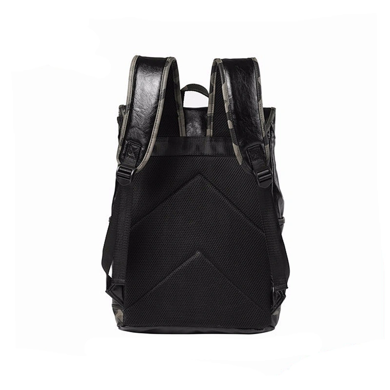 Military Men's Rucksack Travelling Backpack PU School Book Bags