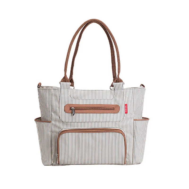 Extra large wet dry 3 in 1 grey stripe girl mum mummy baby diaper bag set