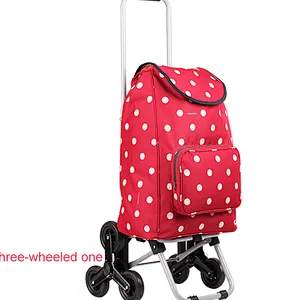 Wholesale wheeled folding foldable market vegetable shopping trolley bag with 2 wheels