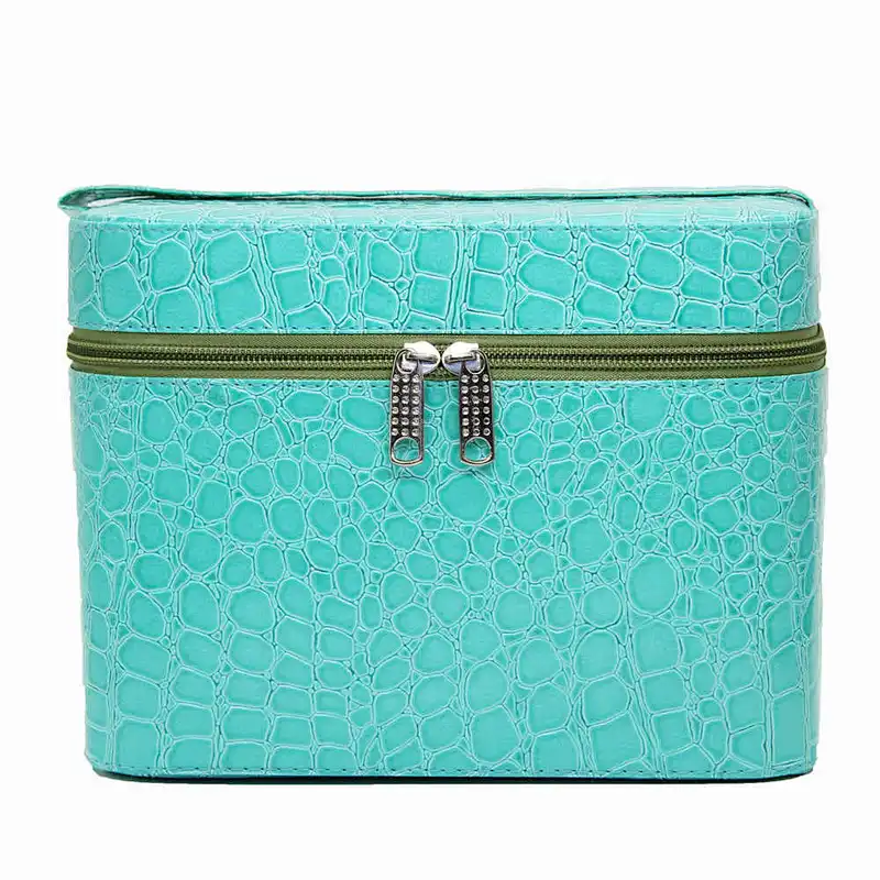 2019 Best selling Stone Grain Pu Leather Cosmetic Case Travel Portable Storage Bag Organizer