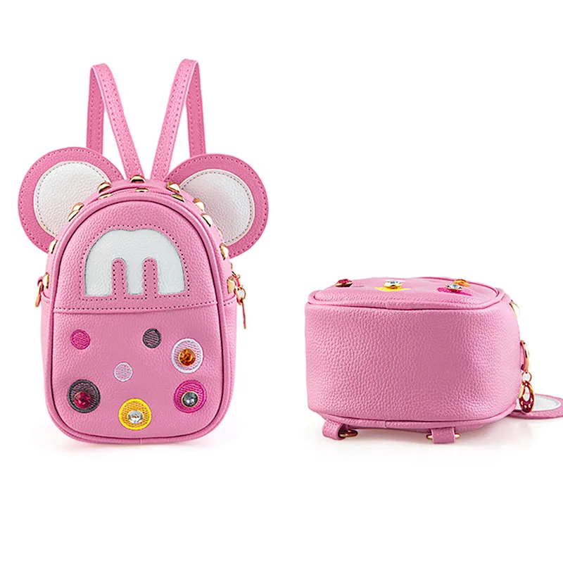 Little girls lovely pink cartoon school PU bags girls backpacks for little girls