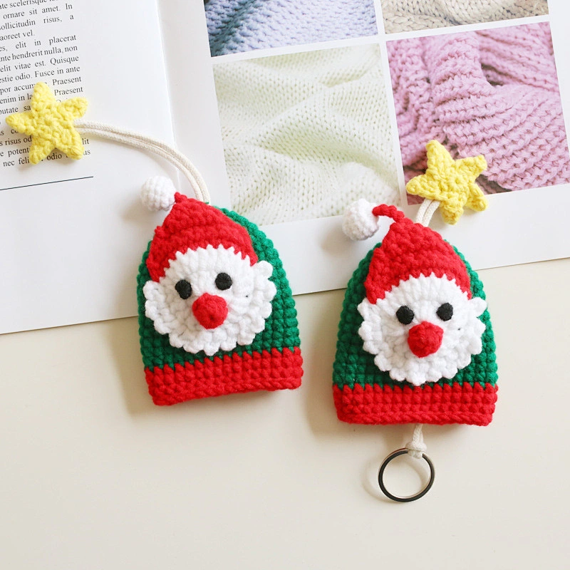 2019 Christmas Gifts Handmade Knitting Key case Drawstring Car Key Bag