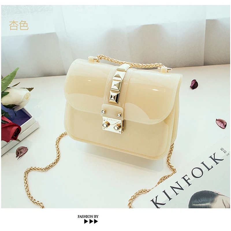 wholesales Women's  candy color square Shoulder Bag jelly bag handbags fashion PVC ;Jelly bag silicone for shopping