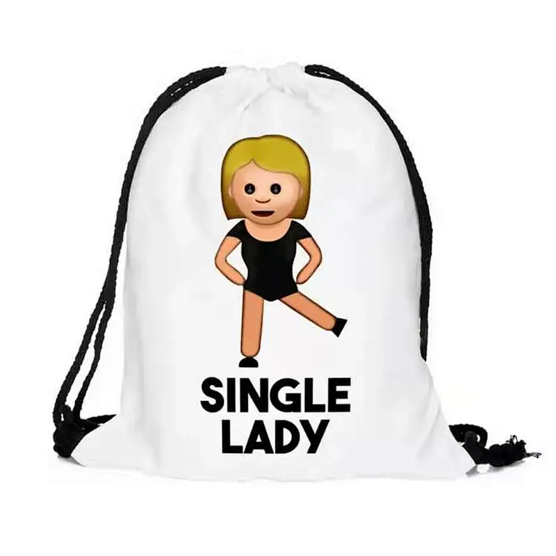 Promotional custom print small waterproof 210d polyester emoji drawstring bag backpack