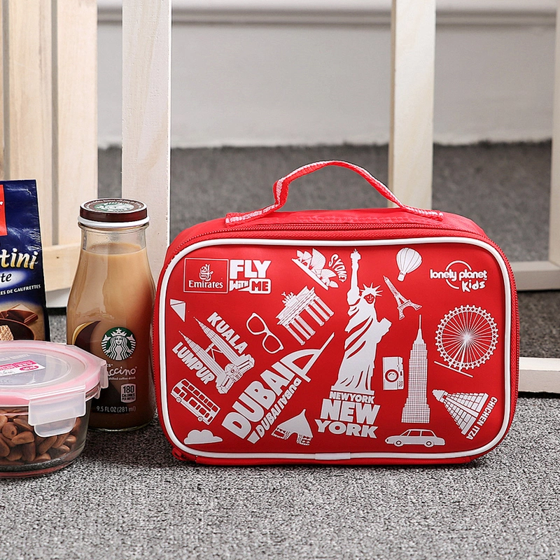 School blue polyester lunch bag for kids