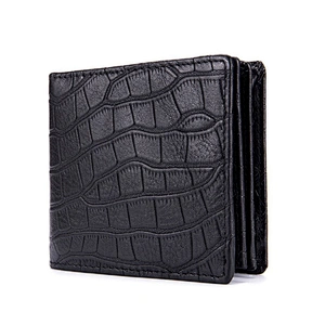 Stone Pattern Handmade Men's Business Card Holder Simple Leather Wallets