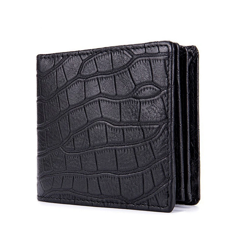 Stone Pattern Handmade Men's Business Card Holder Simple Leather Wallets