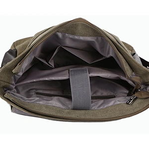 Cotton canvas laptop messenger shoulder strap school bag for teenagers boys