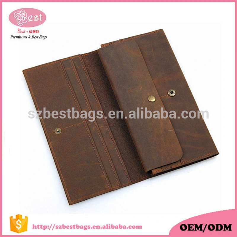 Crazy horse leather passport holder money wallet multiple card slot wallet Genuine leather travel passport