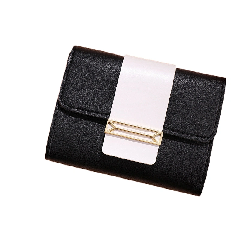 Ladies Contrast Color Multi-functional Short Style Coin Bag pu Leather Wallet