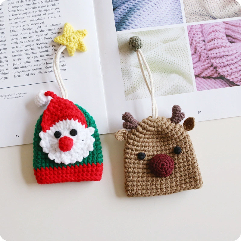 2019 Christmas Gifts Handmade Knitting Key case Drawstring Car Key Bag
