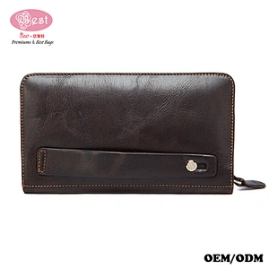 China Supplier Wholesale Long Leather Wallets Zipper Card Holder Clutch Bags