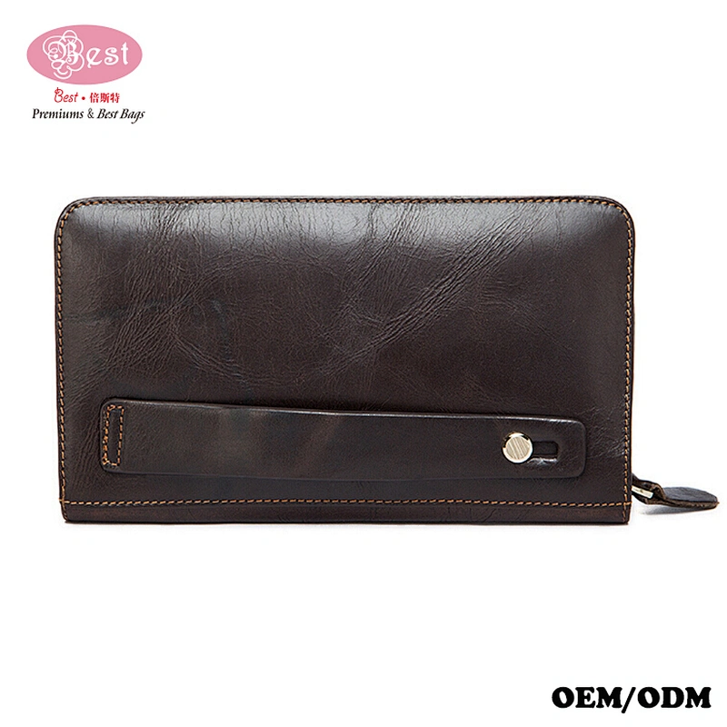 China Supplier Wholesale Long Leather Wallets Zipper Card Holder Clutch Bags