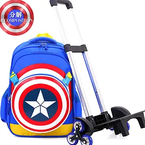 Trolley spiderman schoolbag trolley school bags for kids