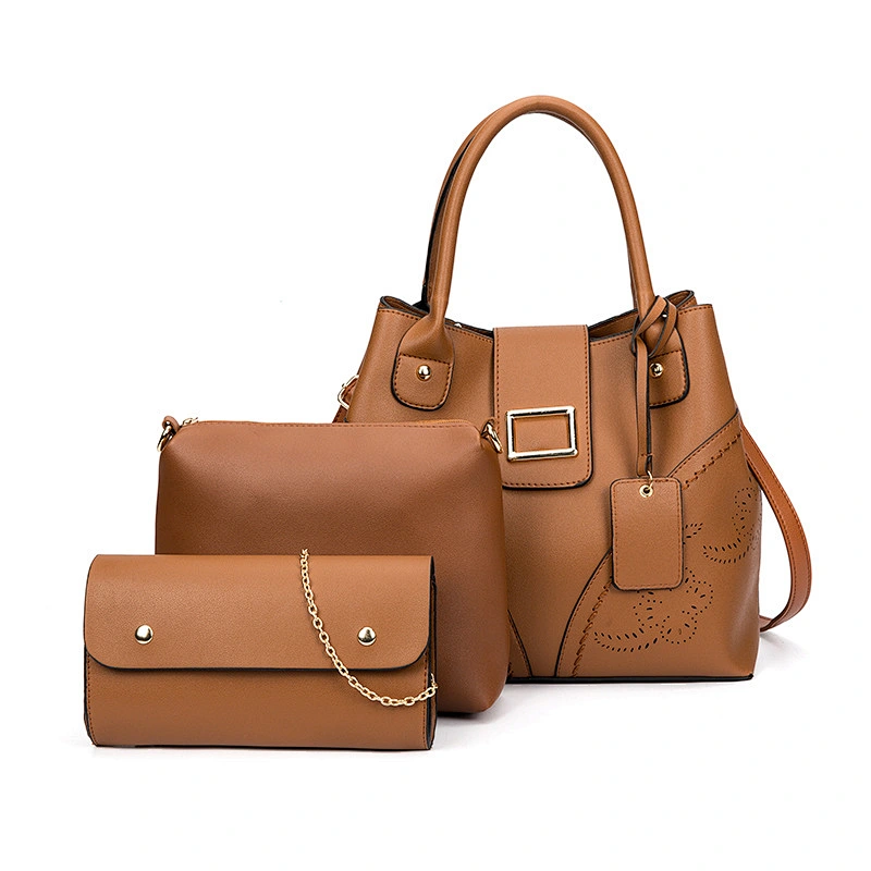 2019 3pcs/set designer Women Ladies pu Leather geometric single shoulder  trendy purse and handbags foldable shopping bag