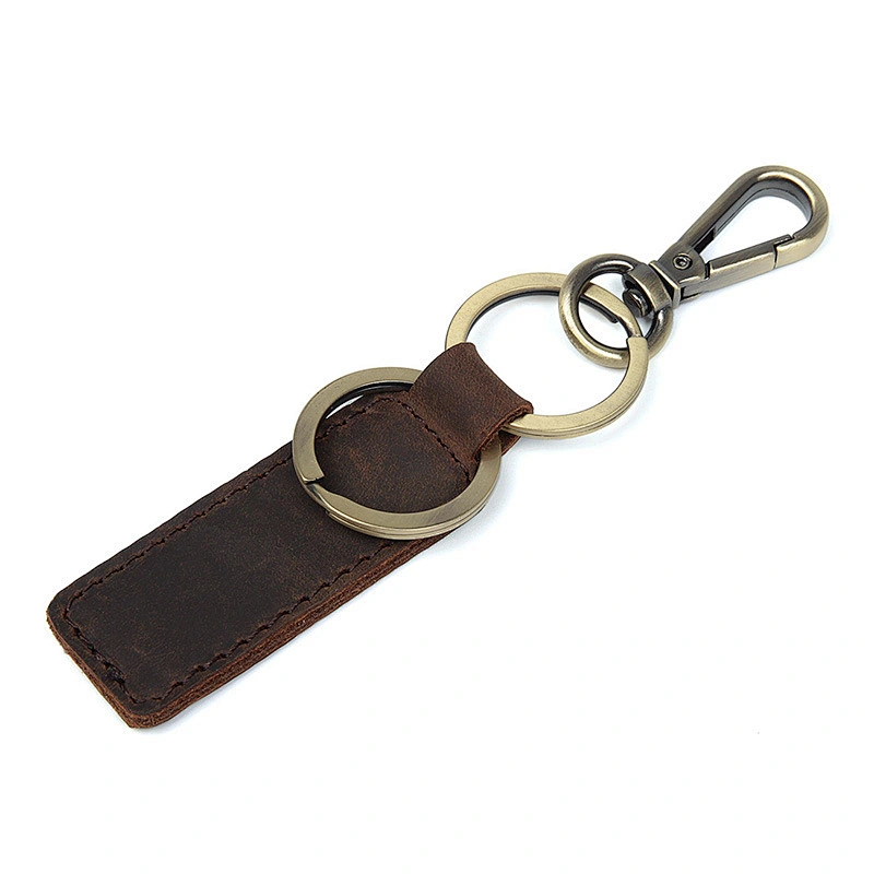 Original Personality Handmade Genuine leather Bronze Car Key Chain Promotional Gift Key Ring