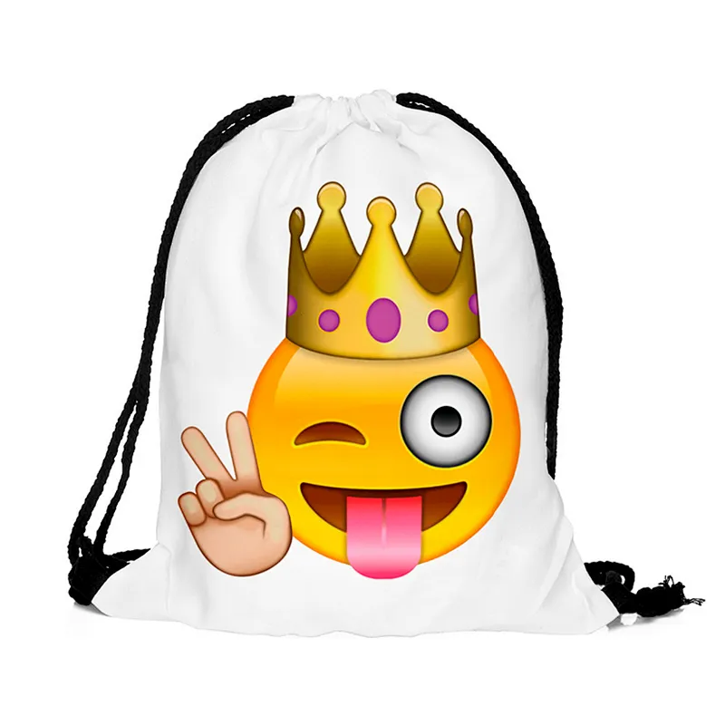 Promotional custom print small waterproof 210d polyester emoji drawstring bag backpack