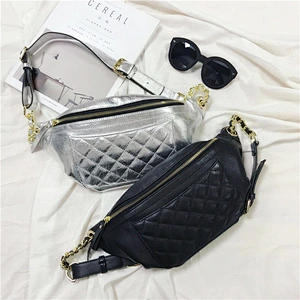 Portable Sequins PU Leather Shoulder Chest Bag Women Packs Zipper Waterproof Mini Shoulder Waist Bag Handbags
