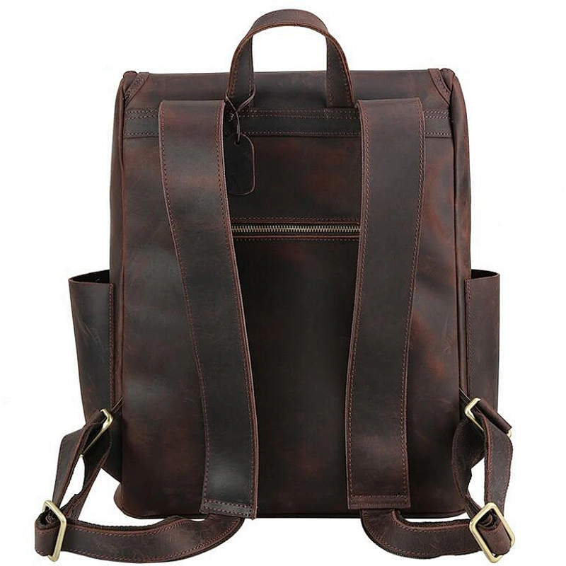 Hot selling crazy leather backpack genuine backpack for men travel shoulder bag