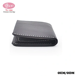 Custom Mens Slim Leather Wallet Tanned Folding Leather Coin Purse