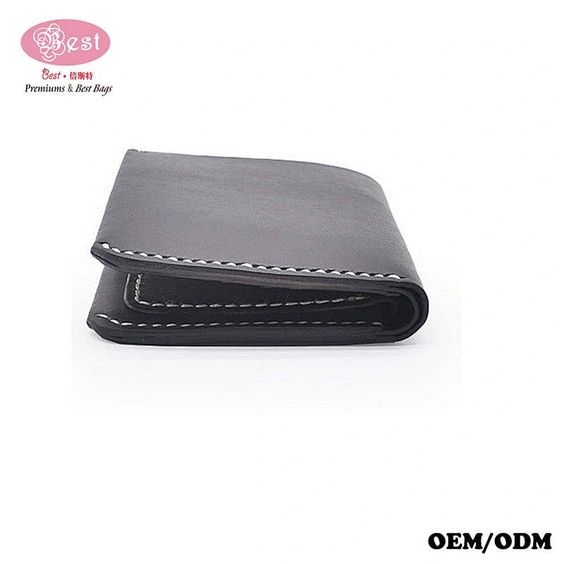 Custom Mens Slim Leather Wallet Tanned Folding Leather Coin Purse