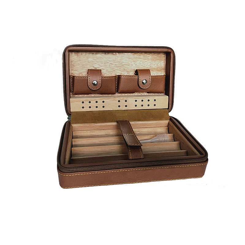 Wholesale custom handmade moisturizing spanish cedar cigar boxes 4 portable cigar cases for smoking or gift