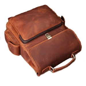 Hot Selling Men's Vintage Crazy Horse leather Travel Outside Backpack