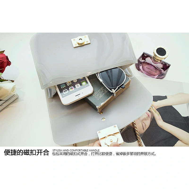 wholesales Women's  candy color square Shoulder Bag jelly bag handbags fashion PVC ;Jelly bag silicone for shopping