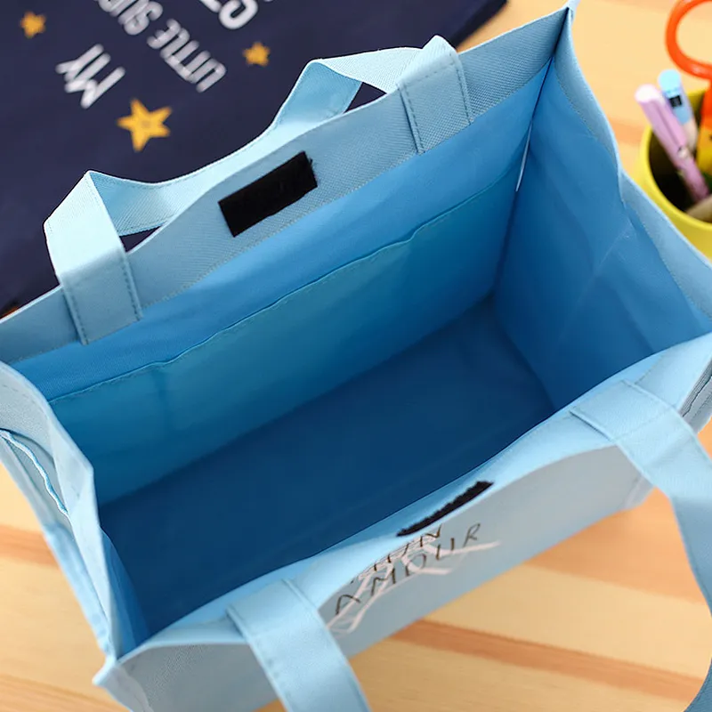 Wholesale custom blue anime shopping bag kids oxford tote book bags with logo