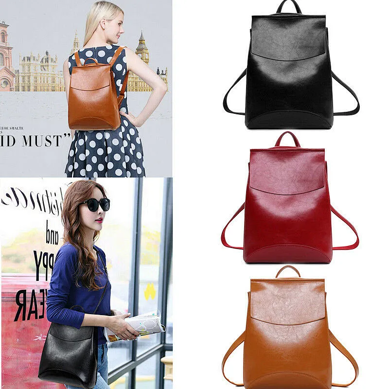 Fashion Women Leather Backpack School Teenager Shoulder Bags Travel Bagpack