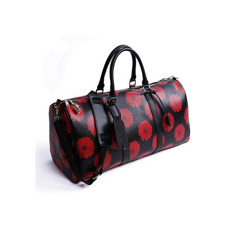 Hot Selling on Line Shopping Floral Printed PU Travel Bag Korean Fashion Outdoor Duffle Bag