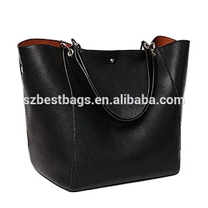 Shenzhen Manufacturer Large Size Black PU Leather Tote Handbag For Women outgoing