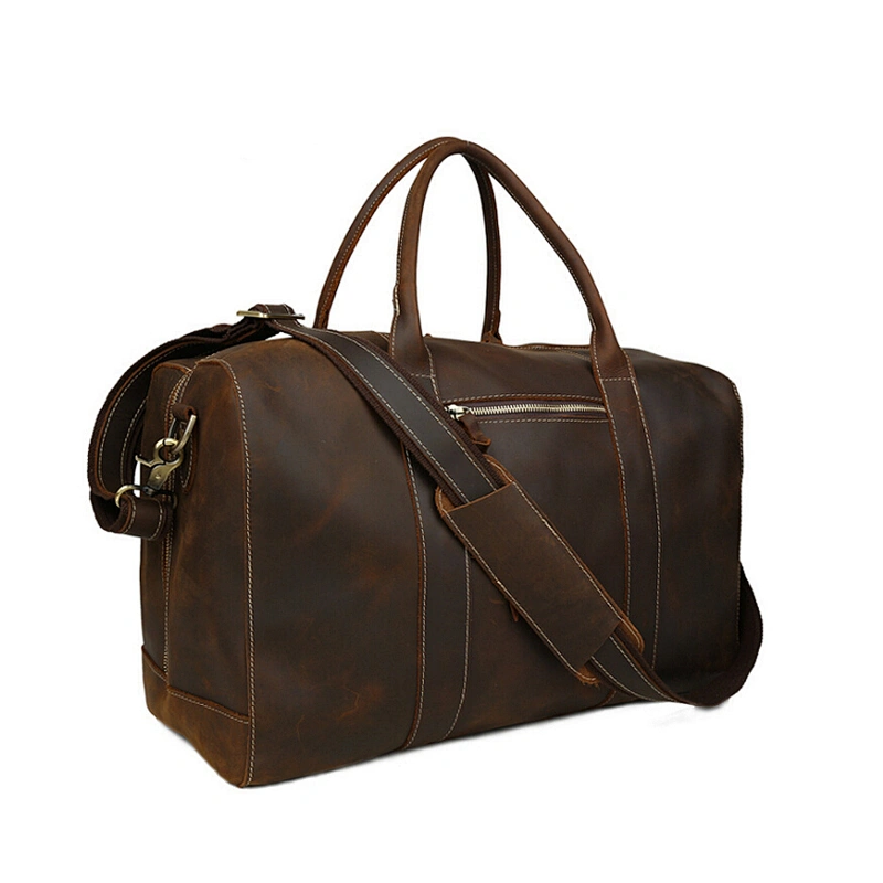Vintage Crazy Leather Handbag Weekend Luggage Travel Bag High-capacity Duffle Bag