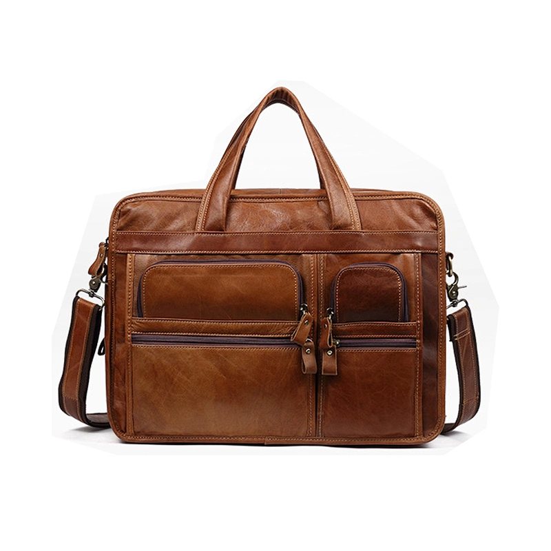 2019 casual vintage leather man's business briefcase15.7 size of business handbag for office or leisure travel