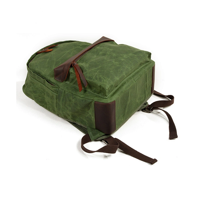 Factory Custom Navy Green Waxed Canvas Backpack trolley school bags school backpacks