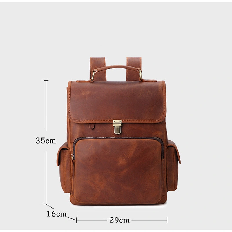 Hot Selling Men's Vintage Crazy Horse leather Travel Outside Backpack