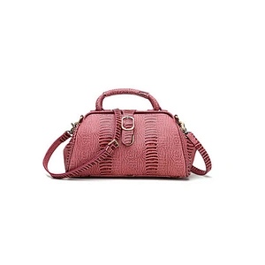 Factory Custom Crodile Embossed Real Leather Tote Bag Women Doctor Bag Hinge Closure Handbag